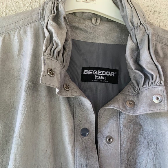 VINTAGE BEGEDOR ITALIAN DISTRESSED CRUSHED LEATHER JACKET - Picture 3 of 3
